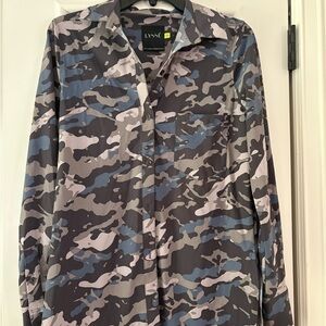 Lysse Blue and Gray Camo Button-Up Shirt